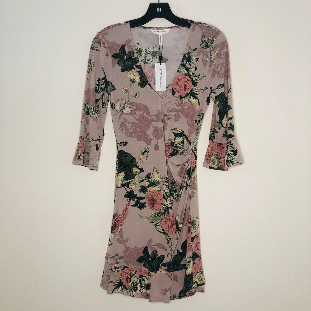 NET BCBGeneration 3/4 Sleeve Floral Print Knit‎ XS